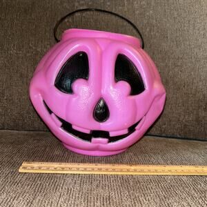 Vintage Pink Jack-o'-lantern Pumpkin Pail General Foam Plastics Norfolk VA USA